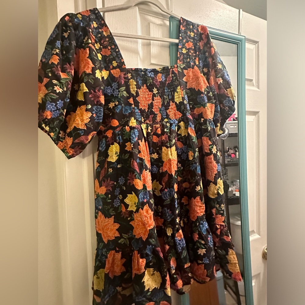 Anthropologie Farm Rio Short-Sleeve Sweetheart Dress - Picture 3 of 3